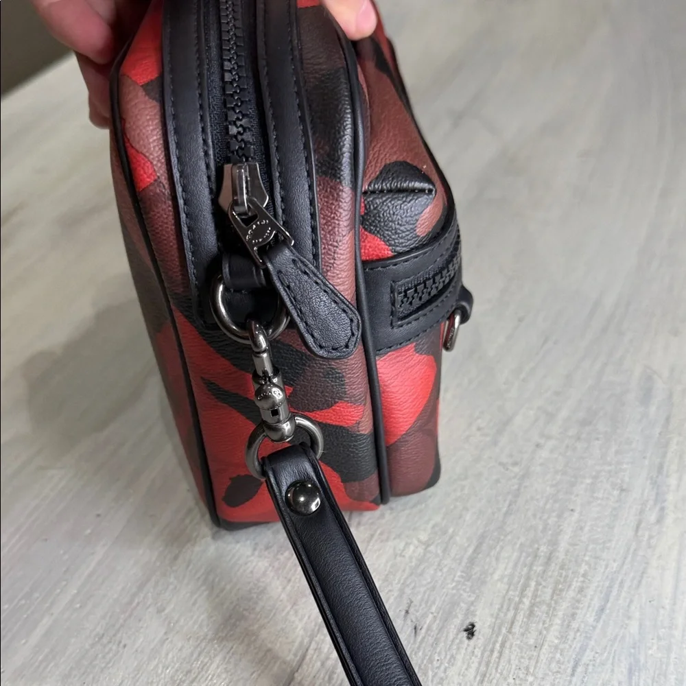 Coach Red and Black Camouflage Toiletry Bag